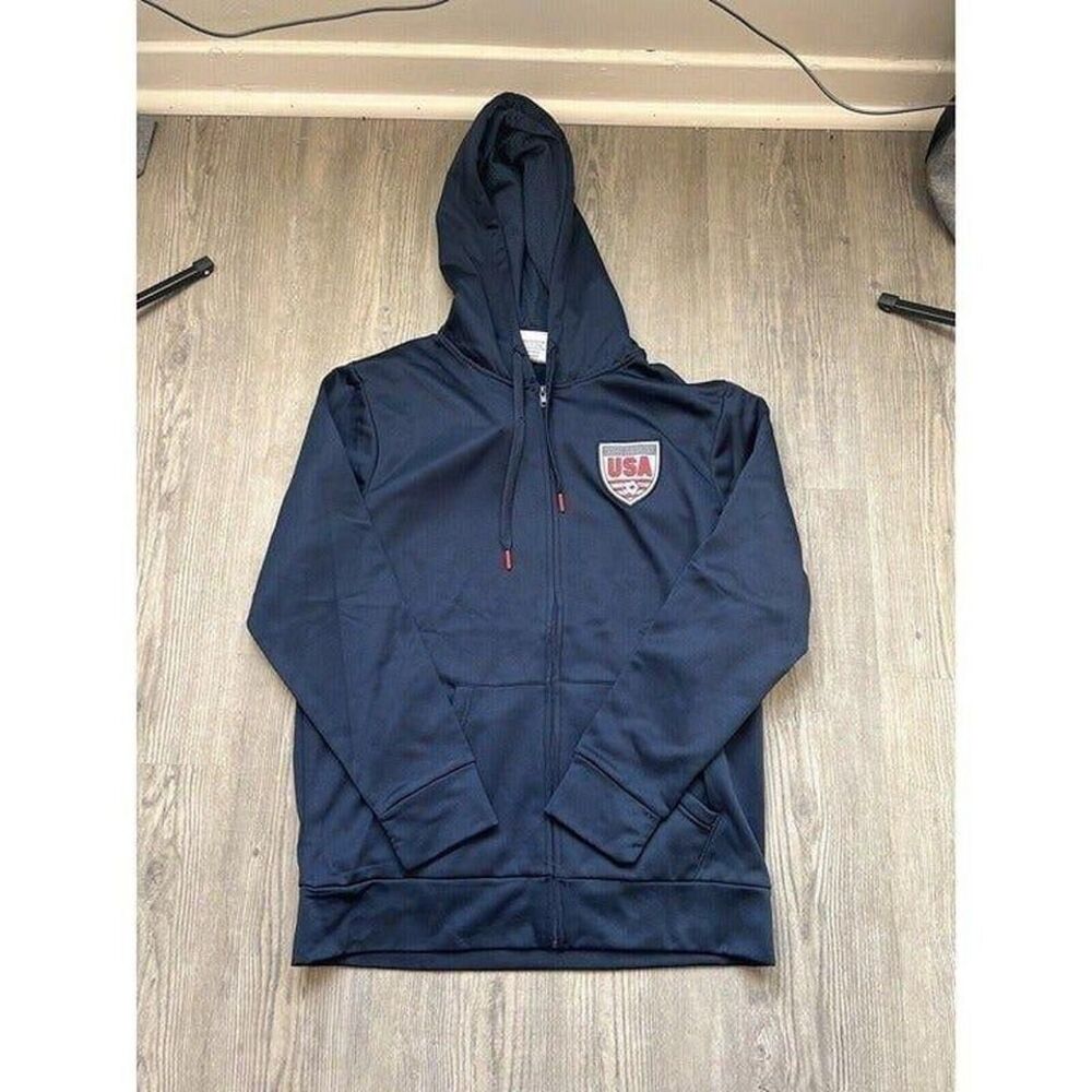 Striker USA Soccer Adult‎ Med Hoodie Blue Sweatshirt Long Sleeve Active Wear Men